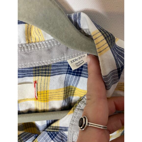 Cutter & Buck Yellow plaid short sleeve button down shirt size 2X big and tall - Picture 4 of 5